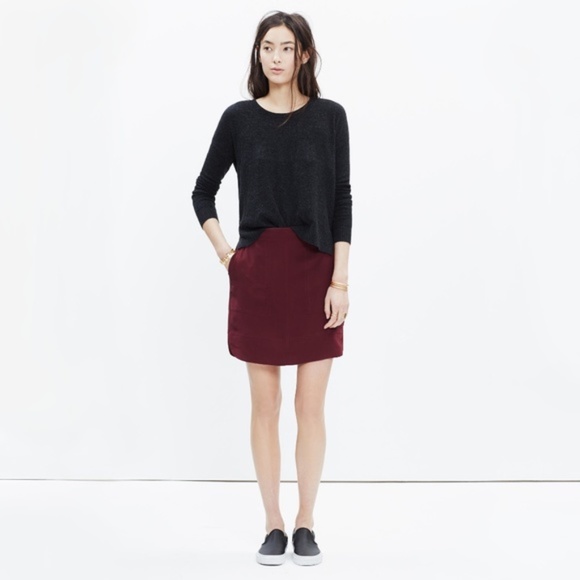 Madewell Silk Distance Skirt in Burgundy - Picture 1 of 5
